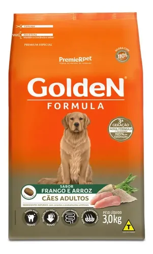 Golden Ração Seca para Cão Adulto Frango Arroz 3kg Saúde Bucal 3