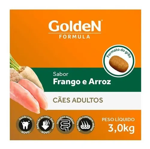 Golden Ração Seca para Cão Adulto Frango Arroz 3kg Saúde Bucal 5