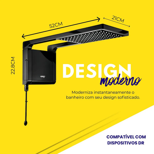 Chuveiro Eletrônico Lorenzetti Acqua Storm Ultra Preto 7800W 220V 5