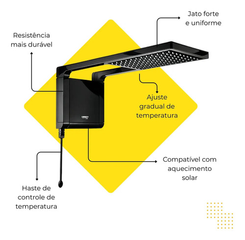 Chuveiro Eletrônico Lorenzetti Acqua Storm Ultra Preto 7800W 220V 7