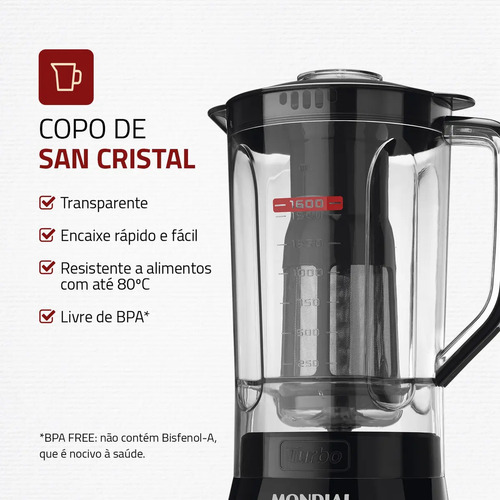 Liquidificador Turbo Power Mondial 550W - L-99 FB 3