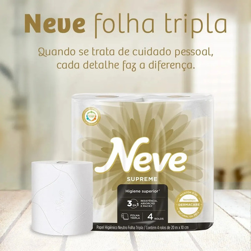 Papel Higiênico Supreme Folha Tripla Com 12 Rolos Neve 4