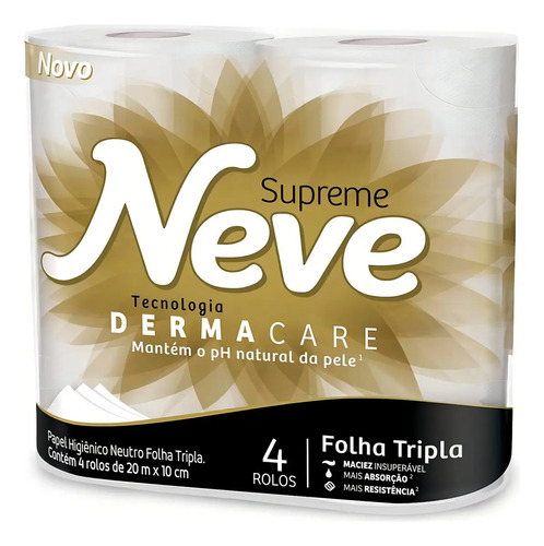 Papel Higiênico Folha Tripla 20 Metros Neve Com 4 Unidades 5