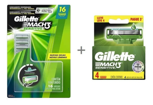 Carga para lâmina de barbear Gillette Mach3 Sensitive 20 u 2