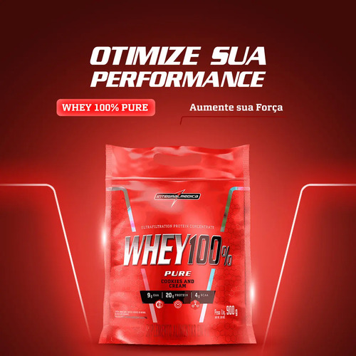 Whey 100% Pure Pouch Cookies 900g Integralmedica - Suplemento Nutritivo para Treinos de Alta Performance 2