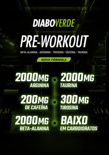 Pré Treino Pre Workout DIABO VERDE Pote 300g Sabor Limão FTW 6