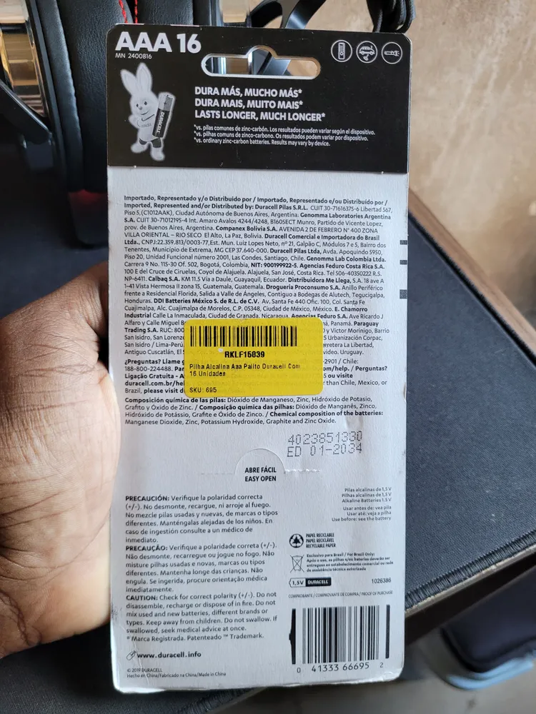Pilha Recarregável Aaa Palito 900 Mah Duracell Com 2 Unidade 10