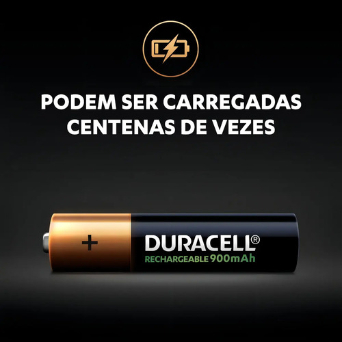 Pilha Recarregável Aaa Palito 900 Mah Duracell Com 2 Unidade 2