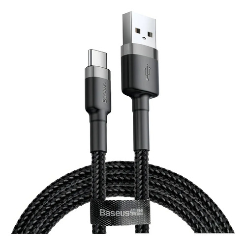 Cabo Rápido Usb Para Tipo- C Baseus Cafule Nylon 3a 1 Metro Cor Preto