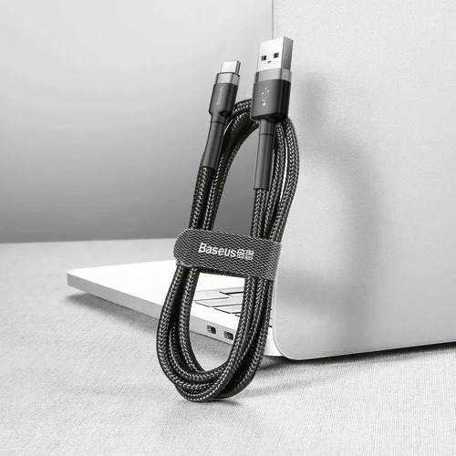 Cabo Rápido Usb Para Tipo- C Baseus Cafule Nylon 3a 1 Metro Cor Preto 5