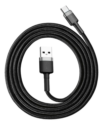 Cabo Rápido Usb Para Tipo- C Baseus Cafule Nylon 3a 1 Metro Cor Preto 6