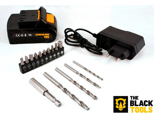 Furadeira Parafusadeira Sem Fio A Bateria Tb-12e 12v 3/8 10mm Com Maleta E Acessórios The Black Tools 6