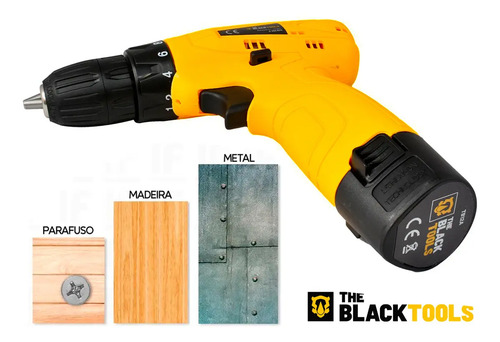 Parafusadeira Furadeira The Black Tools TB12A 3/8 a Bateria Cor Amarelo Frequência 60Hz 3