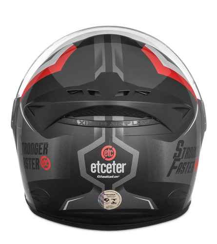Capacete Robocop Stronger Faster Gladiator Etceter Fosco Cor Cinza/Vermelho Tamanho do capacete 56 5