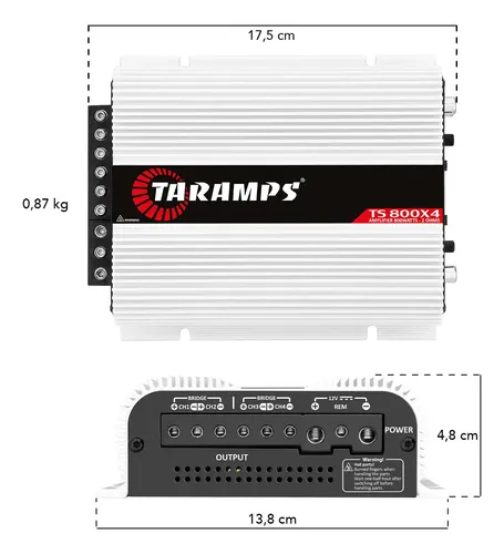 Modulo Taramps Ts 800 Rms Ts800x4 2 Ohms Amplificador 800w Entrada Rca E Fio T800 4 Canais Som Automotivo 7