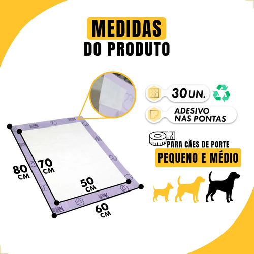 Petlike tapete higiênico para cães ultra pads lavanda 80cm x 60cm com 30 unidades 3