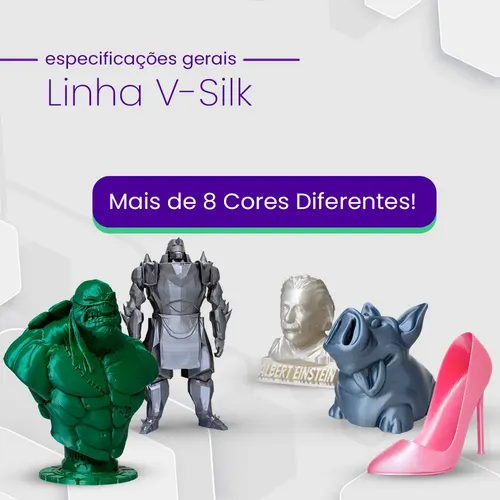 Filamento Pla Alumínio Vsilk Premium 1kg Impressoras 3D Nacional 2