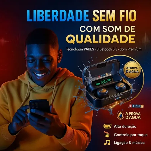 Fone De Ouvido Sem Fio Bluetooth F9-5 Pares Som Imersivo Powerbank Moderno Bateria Longa Duração Academia Compativel Com Todos Celulares — foto 4