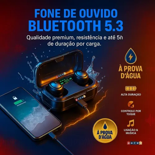 Fone De Ouvido Sem Fio Bluetooth F9-5 Pares Som Imersivo Powerbank Moderno Bateria Longa Duração Academia Compativel Com Todos Celulares — foto 7