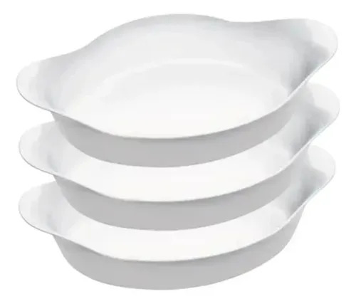 Marinex Conjunto de Assadeiras Oval Opaline 3 Peças Branco 2