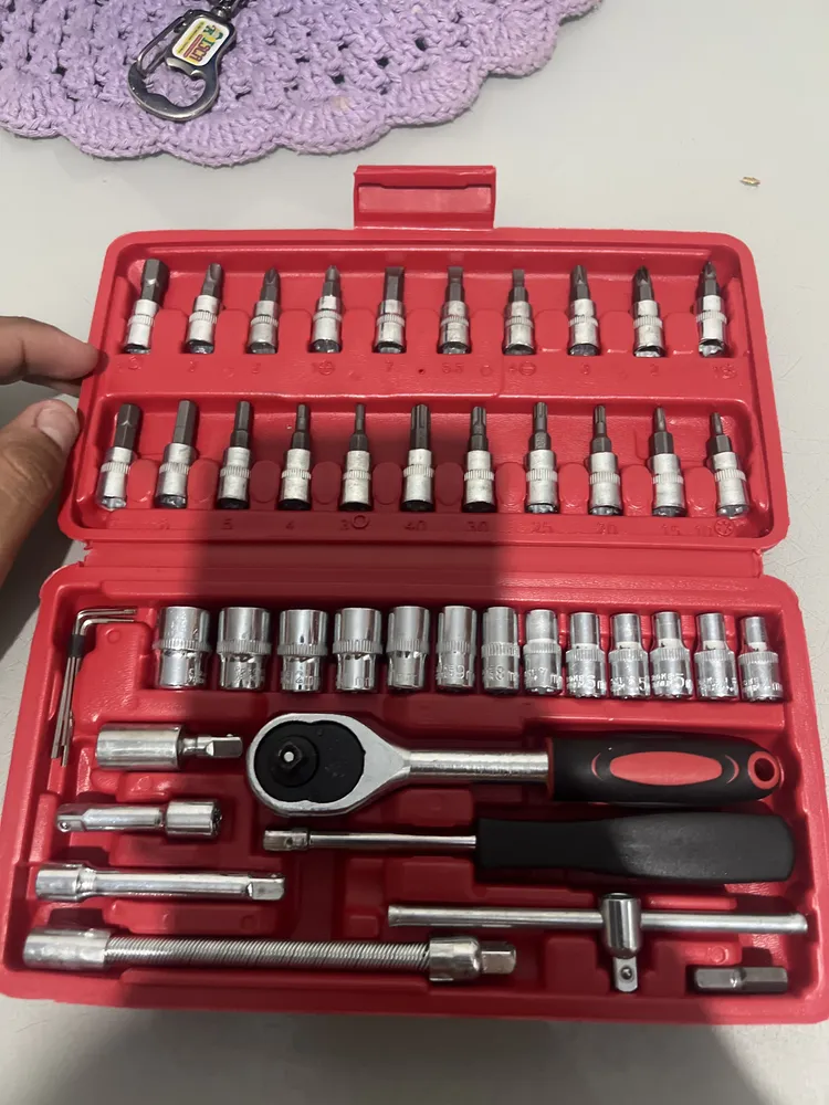 Kit Ferramentas Quicko 46 Peças Com Soquetes e Chaves Para Carro e Casa 14