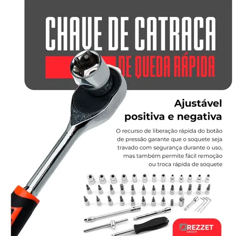 Kit Ferramentas Quicko 46 Peças Com Soquetes e Chaves Para Carro e Casa 2