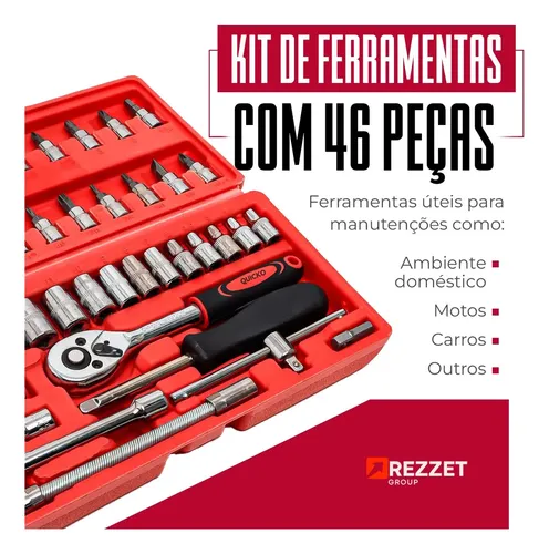 Kit Ferramentas Quicko 46 Peças Com Soquetes e Chaves Para Carro e Casa 4