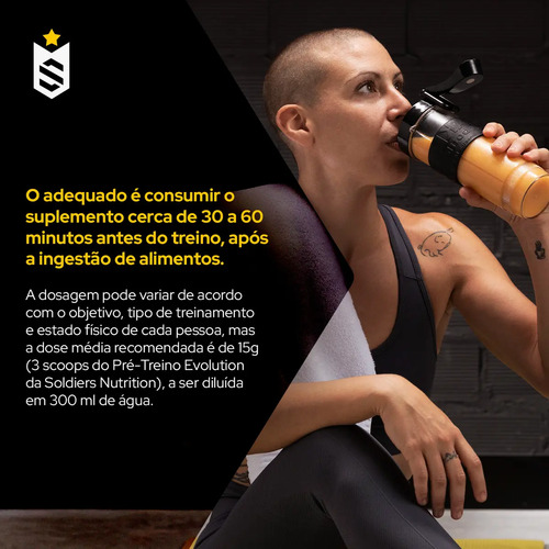 Pré-Treino Evolution Workout 300g Termogênico Sabor Blueberry Soldiers Nutrition Energia Foco Treino 6