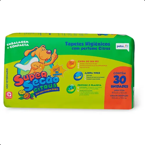 Petix Super Secão Tapete Higiênico 30 unidades 80cm x 60cm
