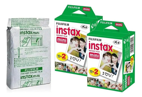 Filme instantâneo Fujifilm Instax Mini, pacote com 10 folhas × 5 (total de 50 fotos) [embalagem a granel]