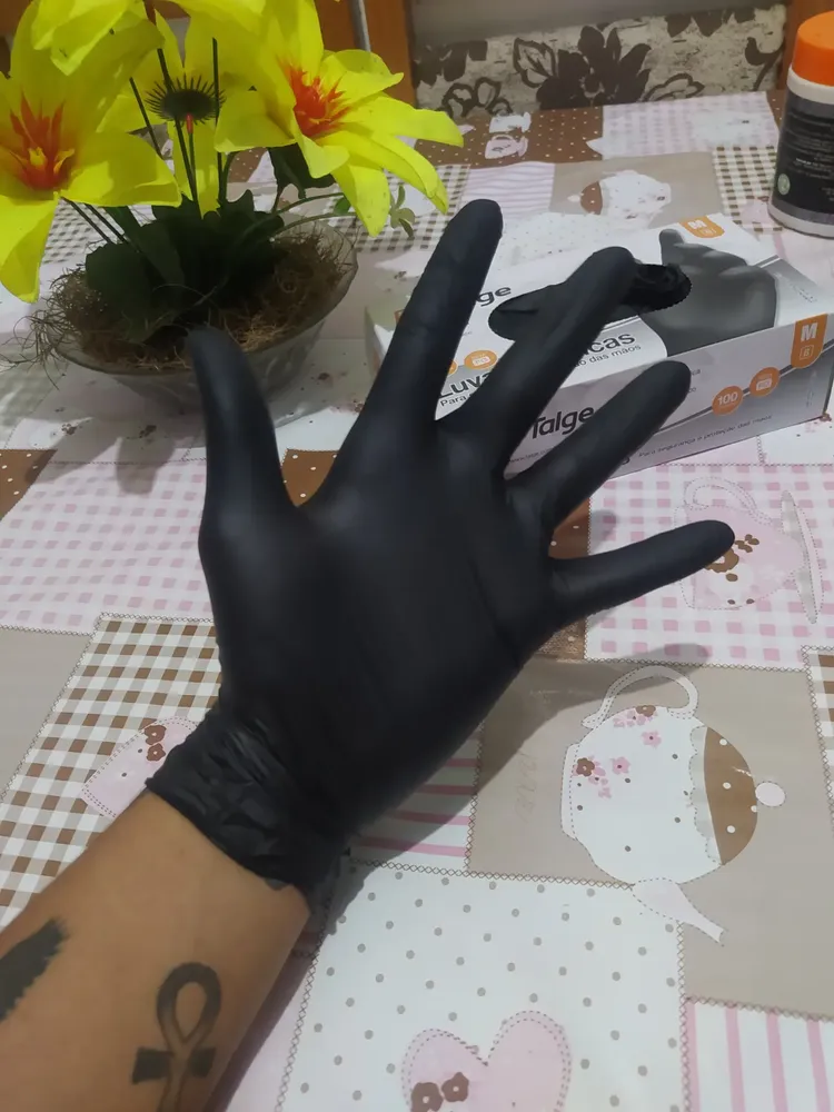 Luva Nitrílica Preta Tamanho. M Com 100 Unidades Talge 5