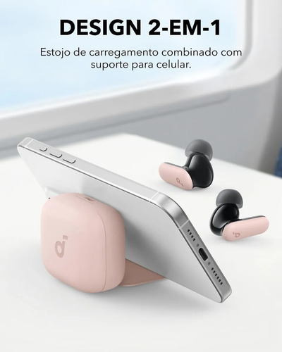 Fone de Ouvido Bluetooth 5.4 soundcore P30i da Anker, Cancelamento de Ruído Adaptativo, Graves Poderosos, 45H de Reprodução, Estojo 2-em-1 com Suporte para Celular, IP54, Fone sem fio TWS, Rosa 6