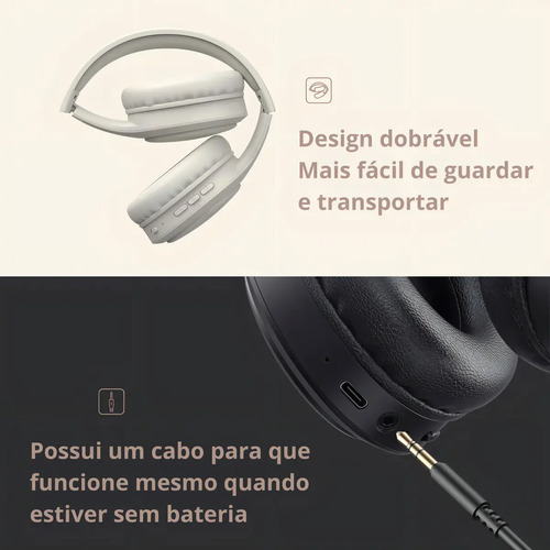 Fone De Ouvido Headphone Dapon H02d Bluetooth 5.1 Over-ear 22 Horas De Bateria Cor Azul 5