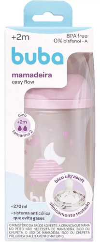 Mamadeira Easy Flow 270ml Anticólica Evita Gases Buba Rosa N Rosa Nuvem 4