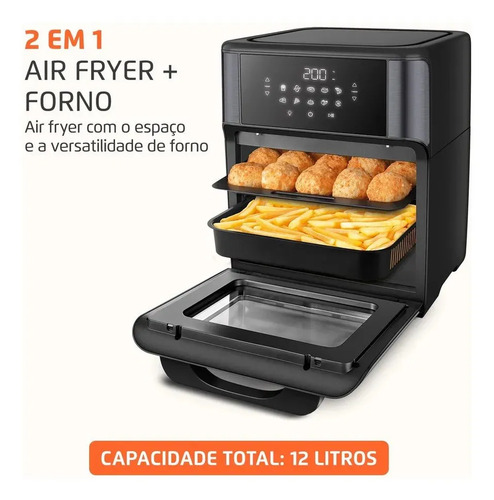 Fritadeira Elétrica AFON-12L-BG Forno Oven 12 Litros Preto Mondial 2