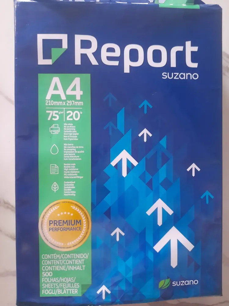 Papel Sulfite A4 Report 2500 Folhas Premium 5 Resmas 75g 12