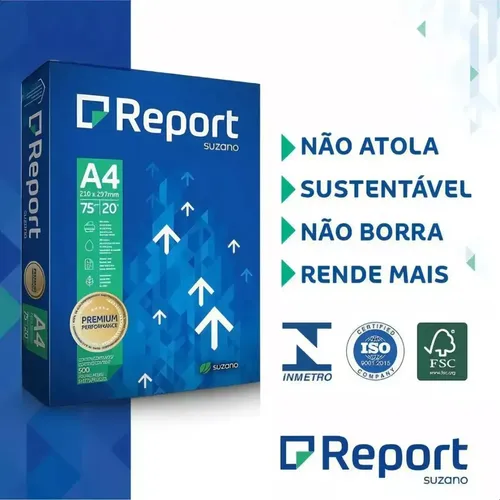 Papel Sulfite A4 Report 2500 Folhas Premium 5 Resmas 75g 4