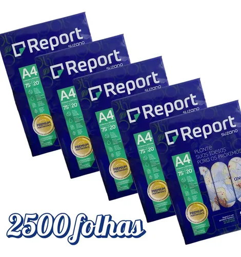 Papel Sulfite A4 Report 2500 Folhas Premium 5 Resmas 75g 6