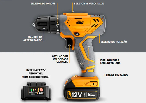 Parafusadeira E Furadeira De Impacto Wf 12k3.2 Wap 2