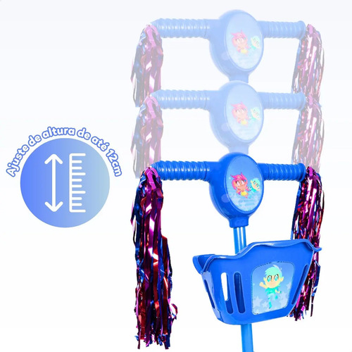 Patinete Infantil 3 Rodas Com Led Som E Cesta Menino Menina Cor Azul 5