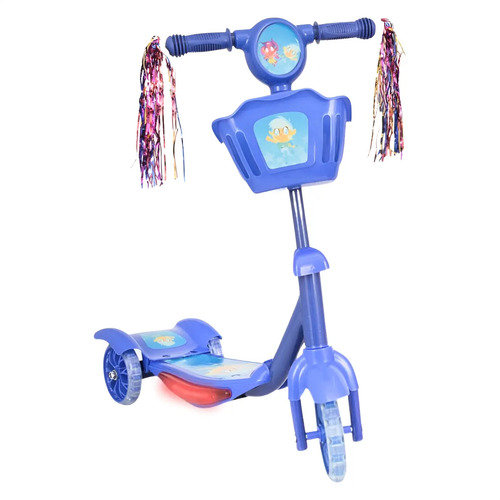 Patinete Infantil 3 Rodas Com Led Som E Cesta Menino Menina Cor Azul 7