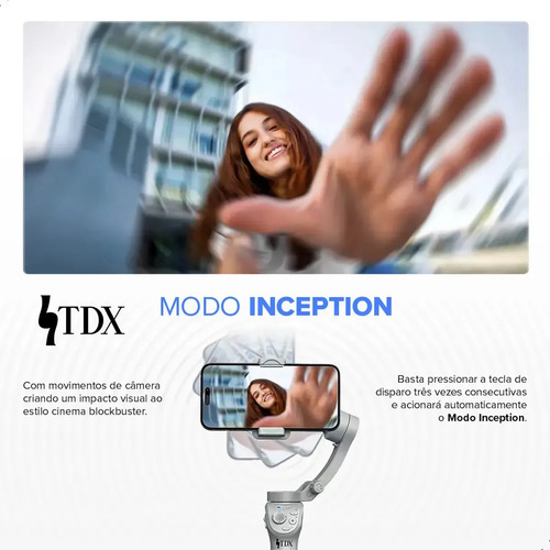 Estabilizador Celular Gimbal 3 Eixos Para Tripé Ia Video Estabilizador Câmera 360 Compatível Com iPhone Andoid Ios Marca Tdx Cor Cinza 3
