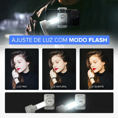 Estabilizador Celular Gimbal 3 Eixos Para Tripé Ia Video Estabilizador Câmera 360 Compatível Com iPhone Andoid Ios Marca Tdx Cor Cinza 7