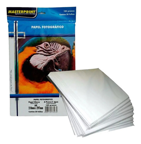 Papel Foto Glossy 180g A4 Masterprint 1000 Folhas Brilhante Cor Branco 2