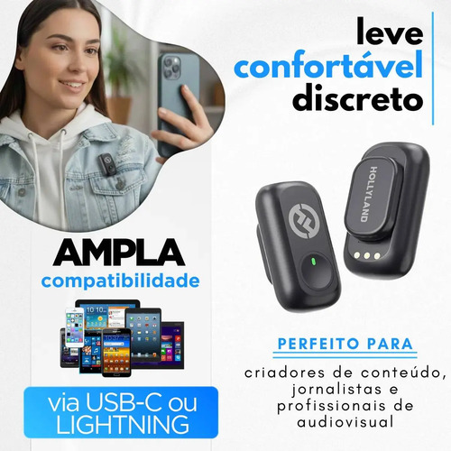 Microfone sem fio Hollyland Lark A1 Combo cor preto 3