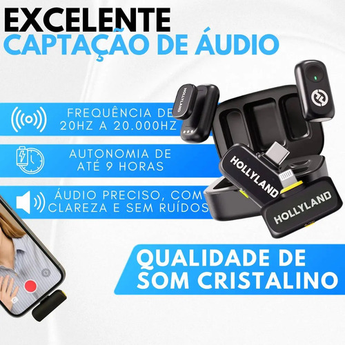 Microfone sem fio Hollyland Lark A1 Combo cor preto 5