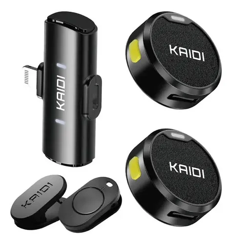 Microfone Sem Fio Lapela KAIDI KMF4-A Imã Duplo Anti Ruído para Iphone 11 12 13 14