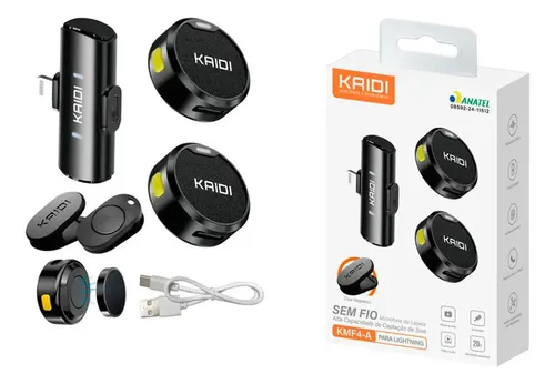 Microfone Sem Fio Lapela KAIDI KMF4-A Imã Duplo Anti Ruído para Iphone 11 12 13 14 3