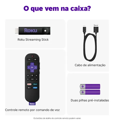 Roku Streaming Stick 2025 Para Tv Hd/fhd Controle Por Voz Preto De Voz 3ª geração 3840BR 5