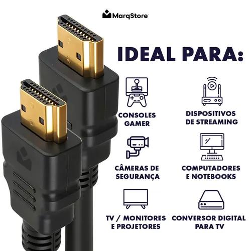 Kit 10 Cabos Hdmi 10m Gold Ultra High Speed 4k 120hz Blindado Full Hd 3d Premium Marqs Home Compatível Com Ps5 Tv Smart Projetor Pc 6